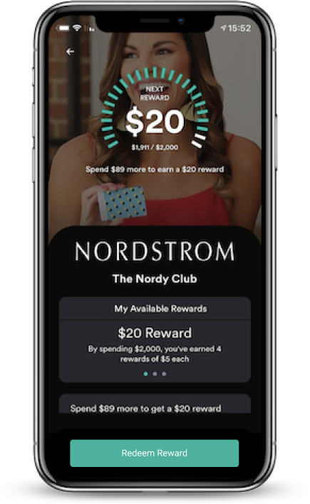 A mobile phone showing Nordstrom Rewards on SoLoyal.